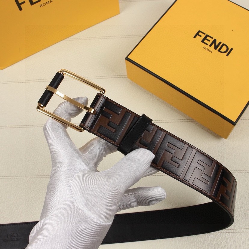 [TOP] FENDI Brown Calf Leather Belt - 4CM