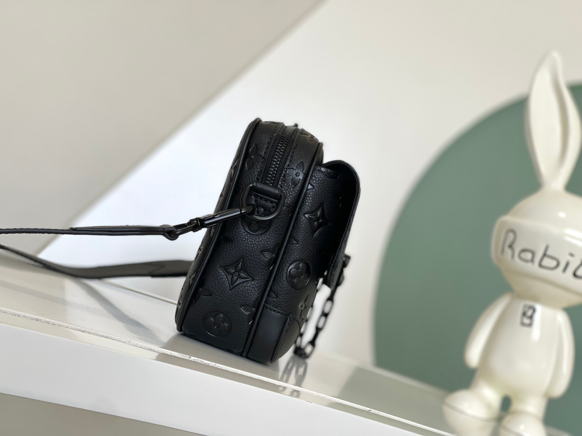 [TOP] Louis Vuitton LV Monogram Leather Steamer Messenger Bag  24x17x5CM-Black