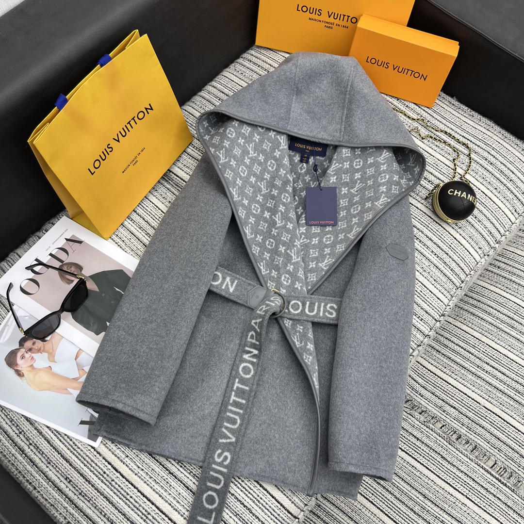 [TOP] Louis Vuitton LV Signature Double Face Wrap Coat 【99% Wool】 - Collection