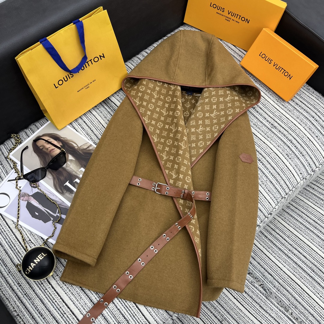 [TOP] Louis Vuitton LV Signature Double Face Wrap Coat 【99% Wool】 - Collection