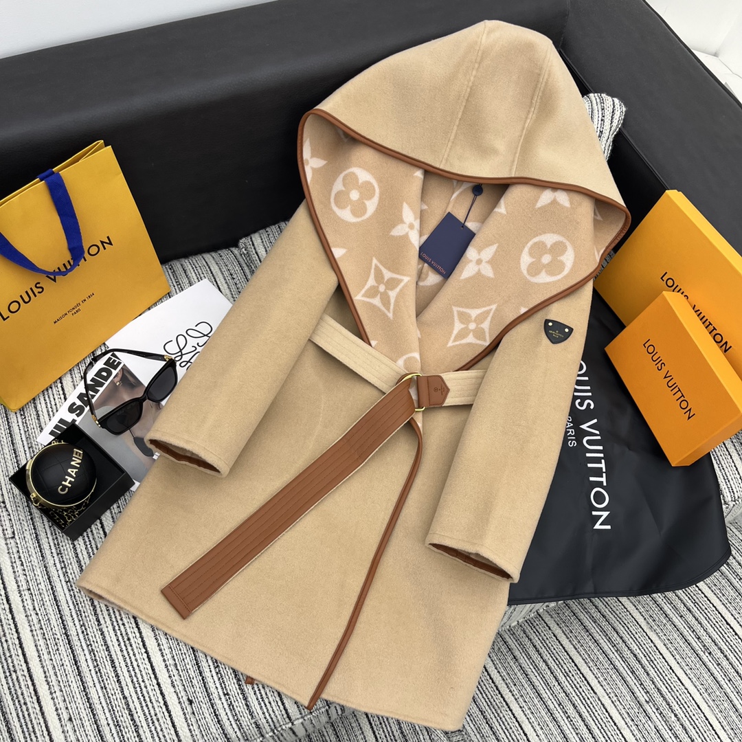 [TOP] Louis Vuitton LV Signature Double Face Wrap Coat 【99% Wool】 - Collection
