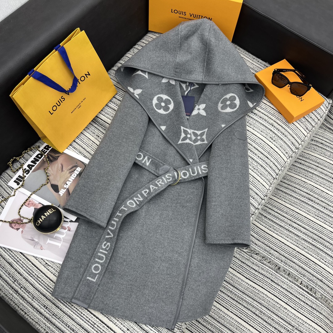 [TOP] Louis Vuitton LV Signature Double Face Wrap Coat 【99% Wool】 - Collection