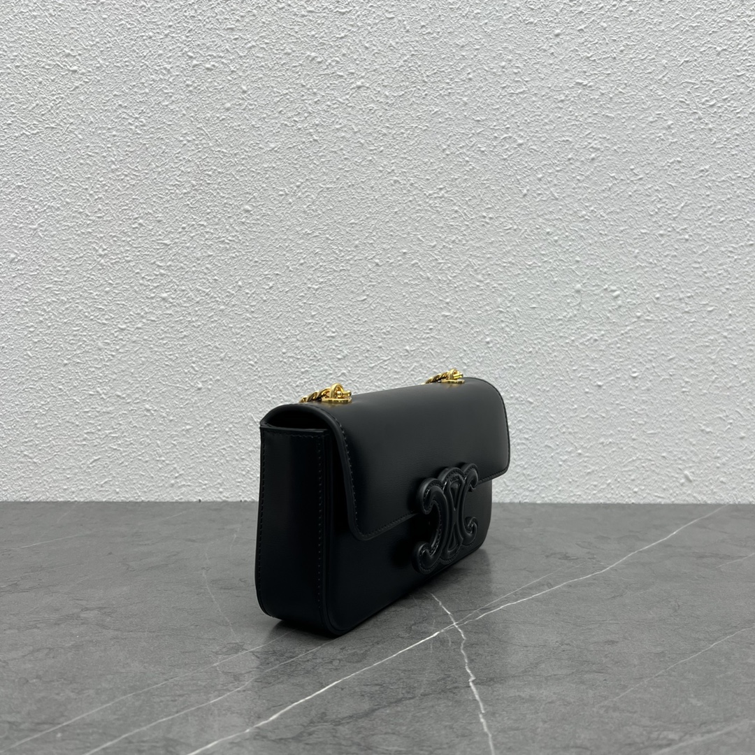 [TOP] CELINE Skin Buckle Chain Underarm Bag 21×13×5CM - Black