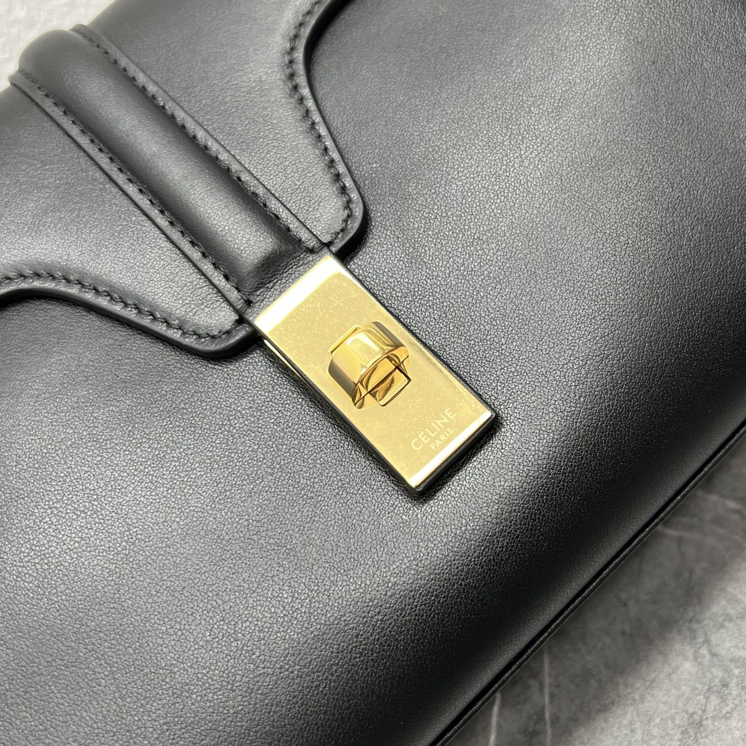 [TOP] CELINE Full Cowhide, Rotating Lock Crossbody Bag 23×15×9CM - Black