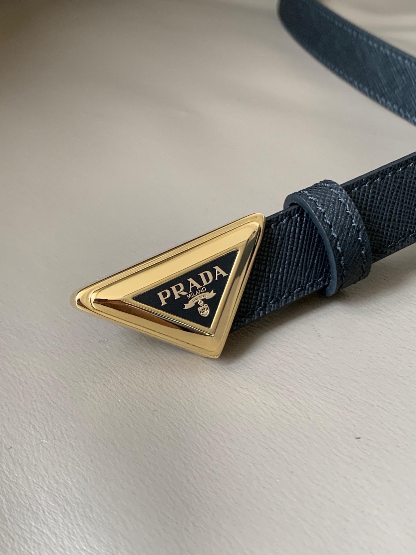 [TOP] PRADA Belt with Metal Logo - 2CM