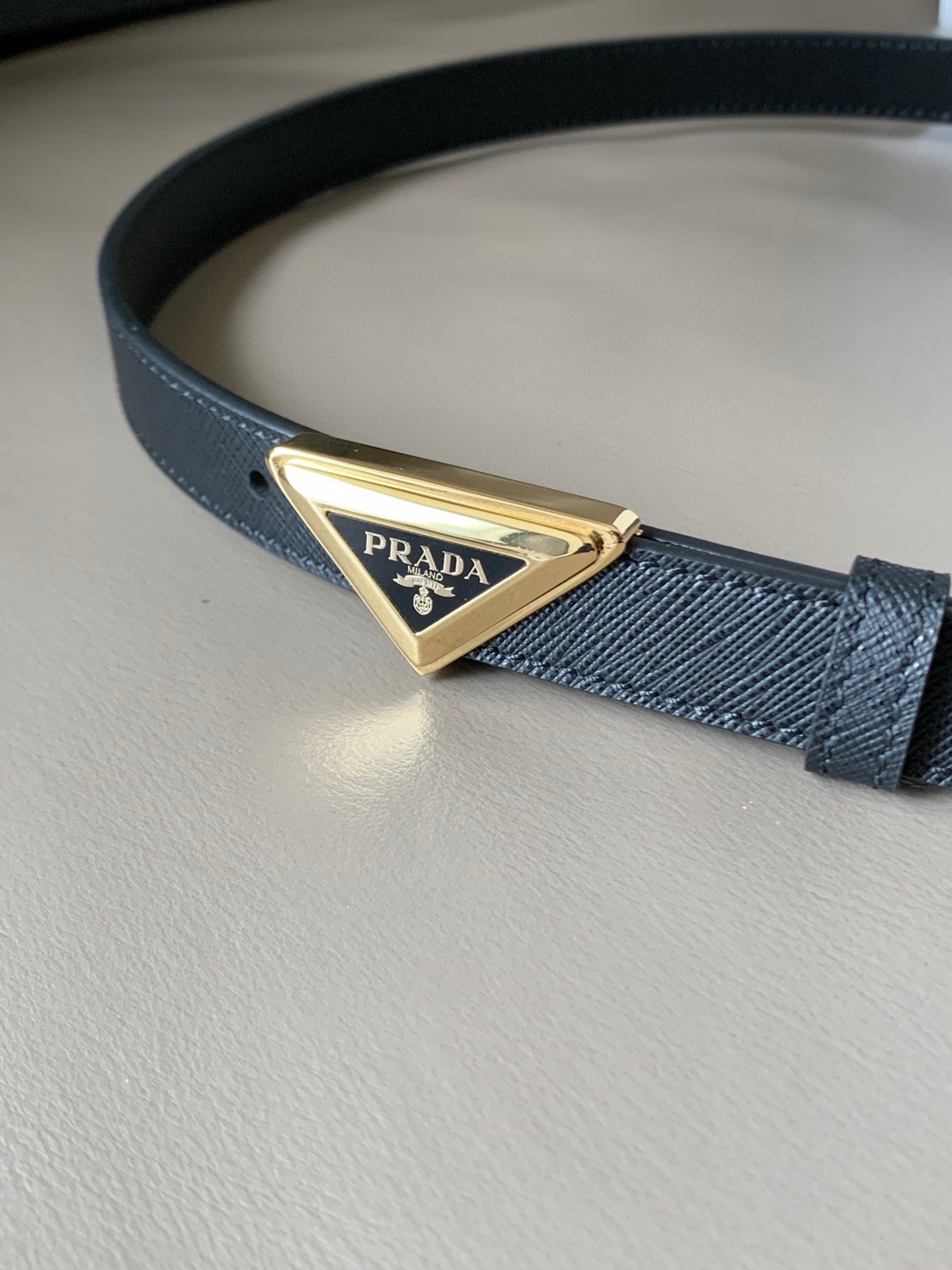 [TOP] PRADA Belt with Metal Logo - 2CM