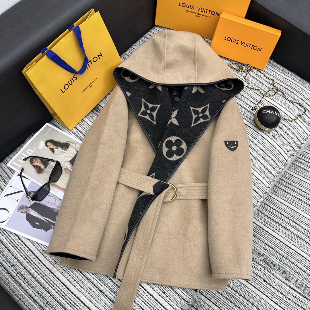 [TOP] Louis Vuitton LV Signature Double Face Wrap Coat 【99% Wool】 - Collection