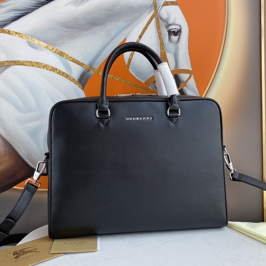 [TOP] BURBERRY London Leather Men's Briefcase 37×27×7cm
