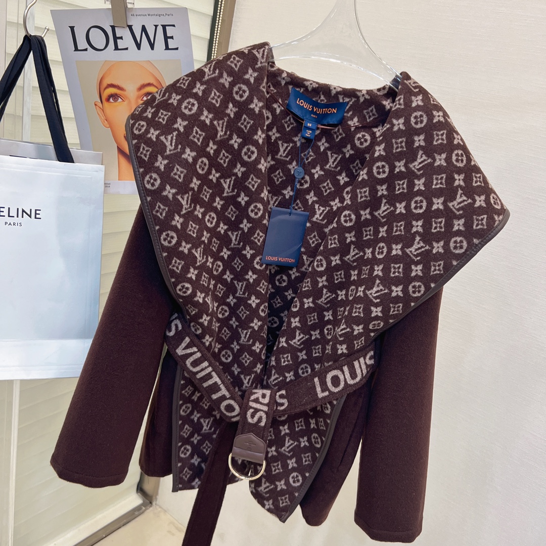 [TOP] Louis Vuitton LV Signature Double Face Wrap Coat 【99% Wool】 - Collection