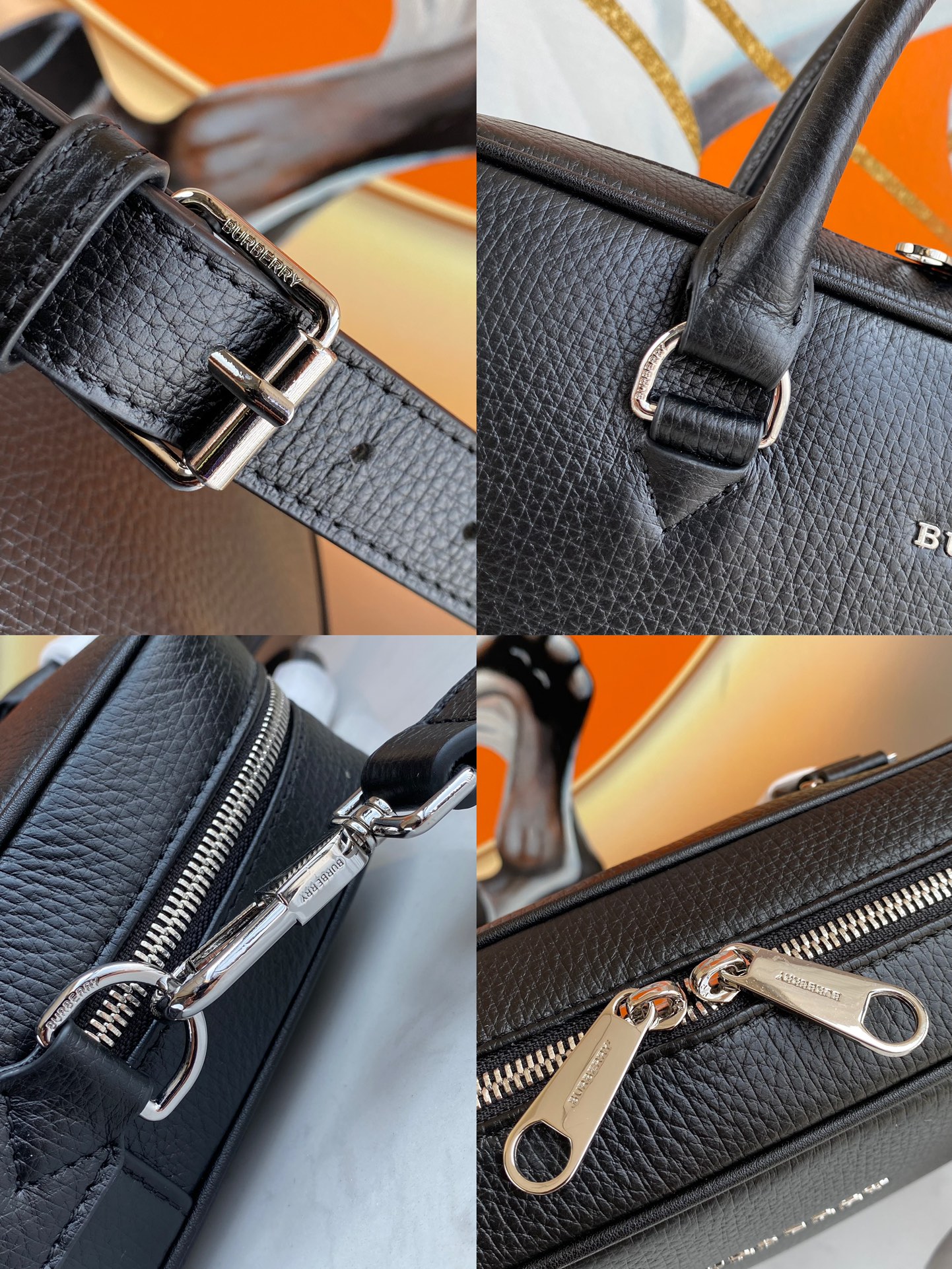 [TOP] BURBERRY London Leather Men's Briefcase 37×27×7cm