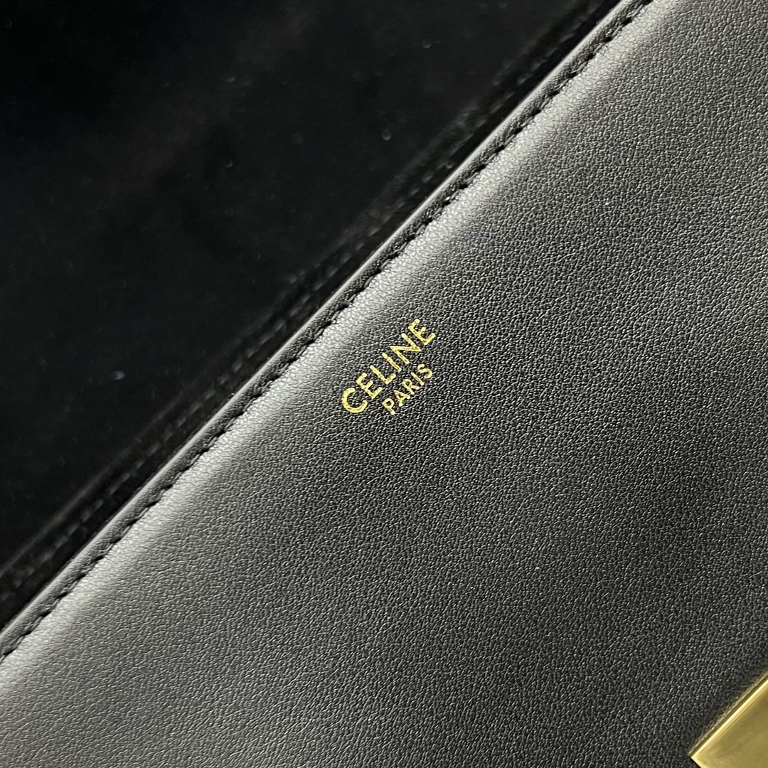 [TOP] CELINE Full Cowhide, Rotating Lock Crossbody Bag 23×15×9CM - Black