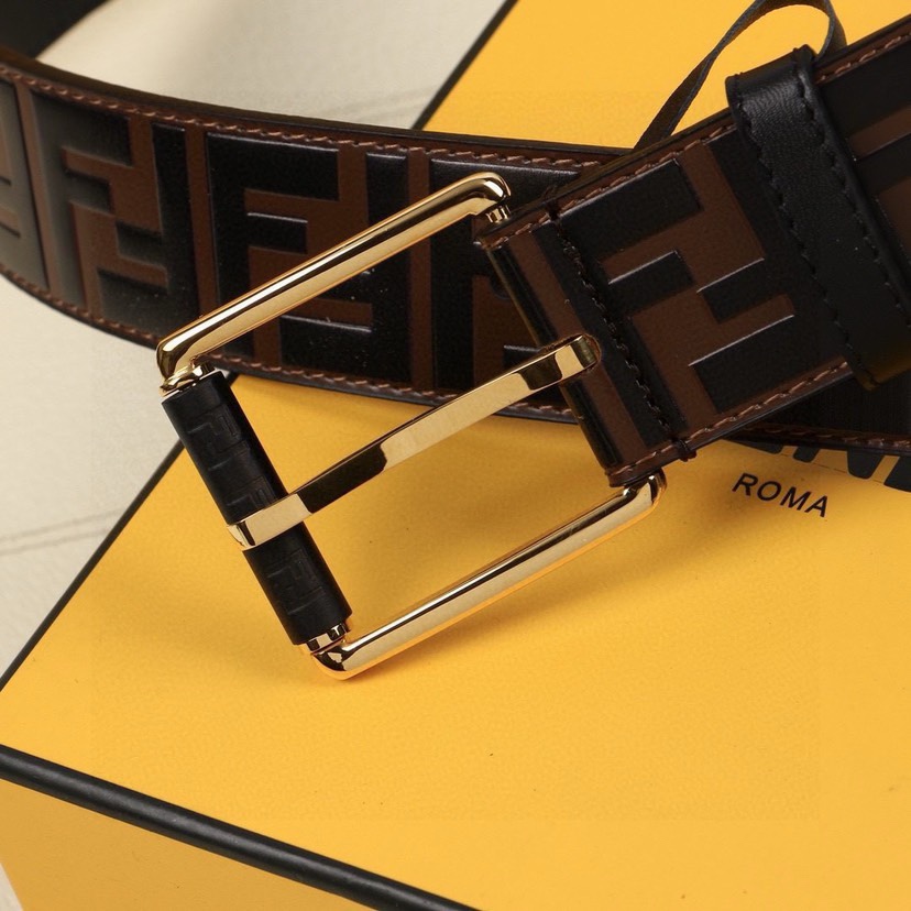 [TOP] FENDI Brown Calf Leather Belt - 4CM