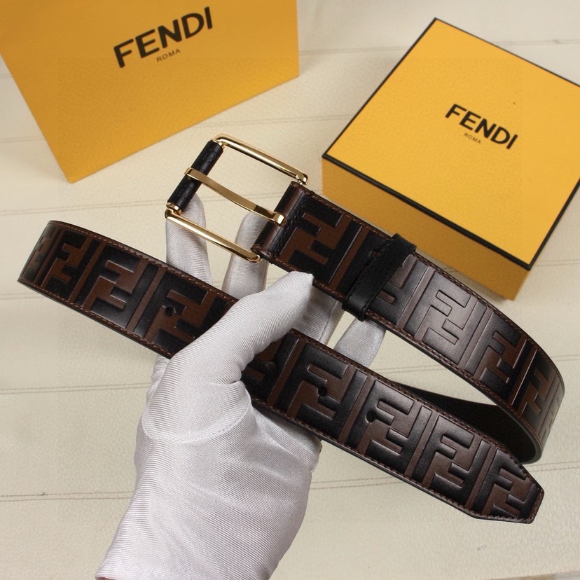 [TOP] FENDI Brown Calf Leather Belt - 4CM