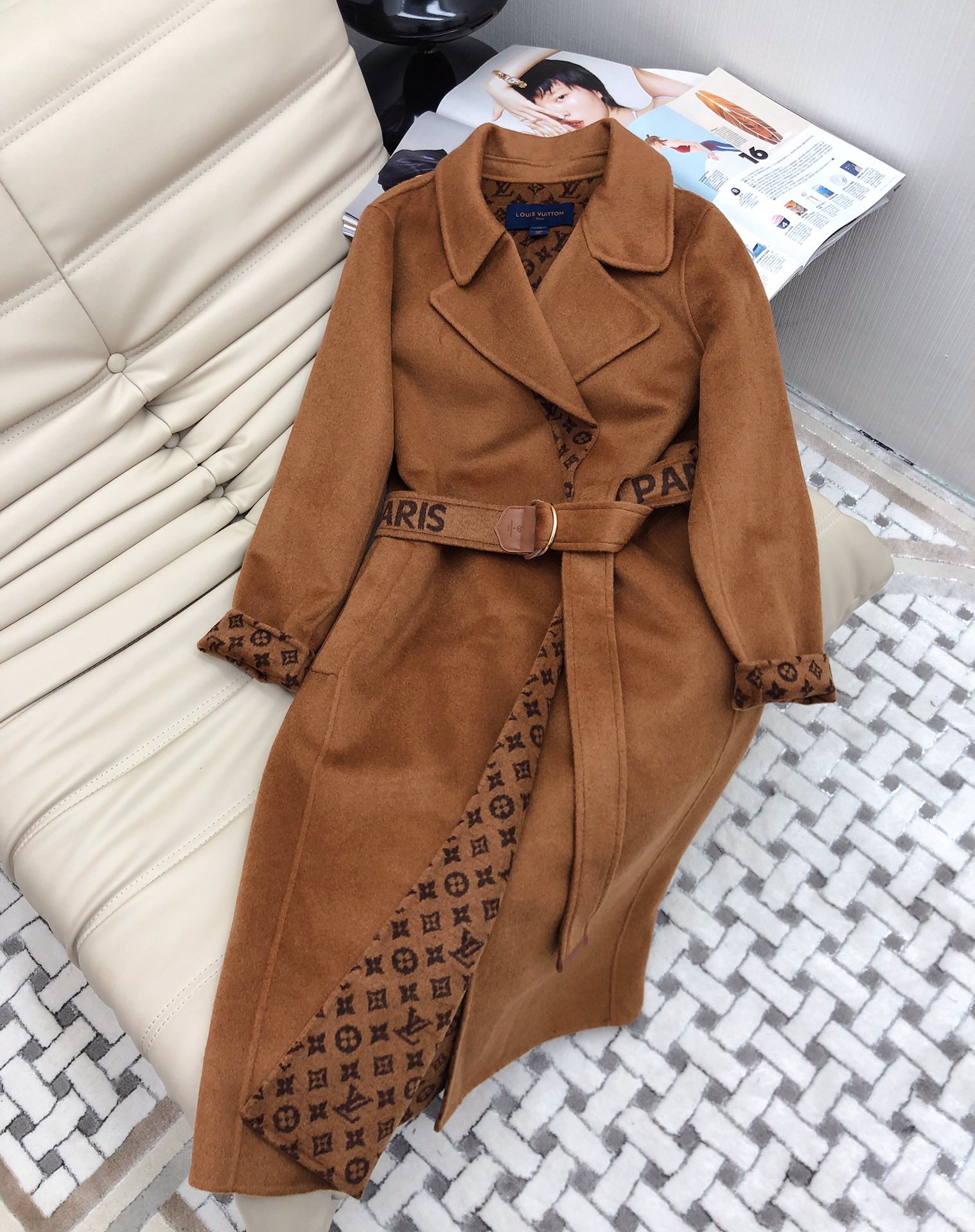 [TOP] Louis Vuitton LV Signature Double Face Wrap Coat 【99% Wool】 - Collection