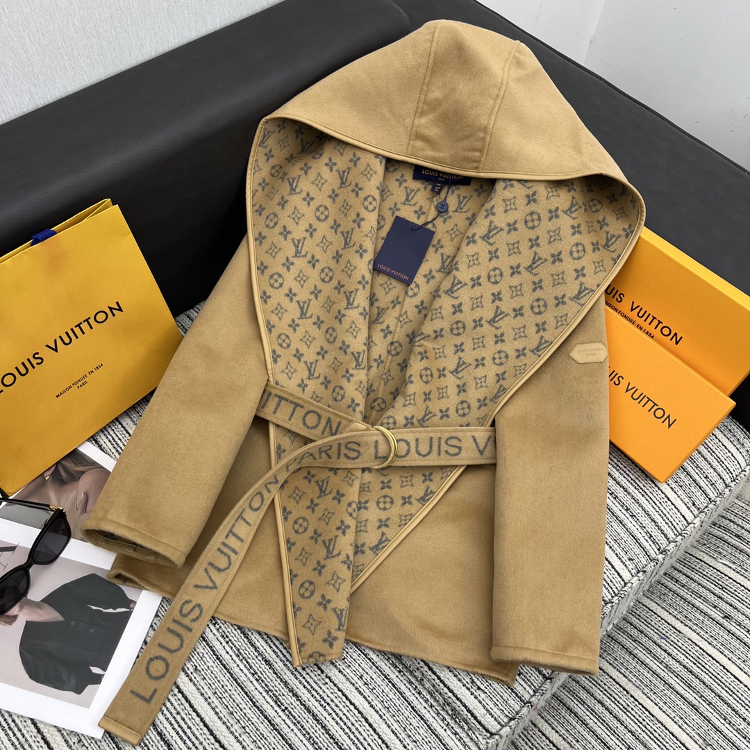 [TOP] Louis Vuitton LV Signature Double Face Wrap Coat 【99% Wool】 - Collection
