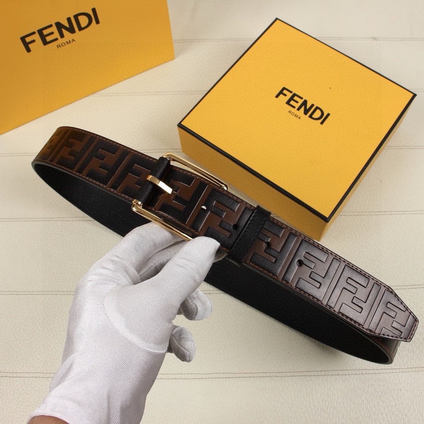 [TOP] FENDI Brown Calf Leather Belt - 4CM