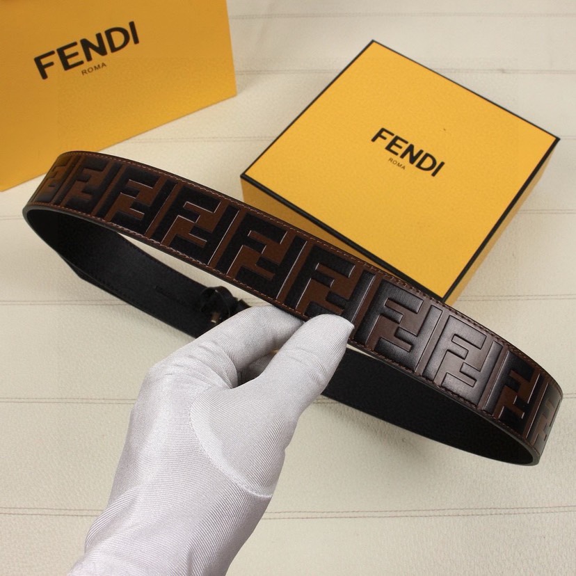 [TOP] FENDI Brown Calf Leather Belt - 4CM