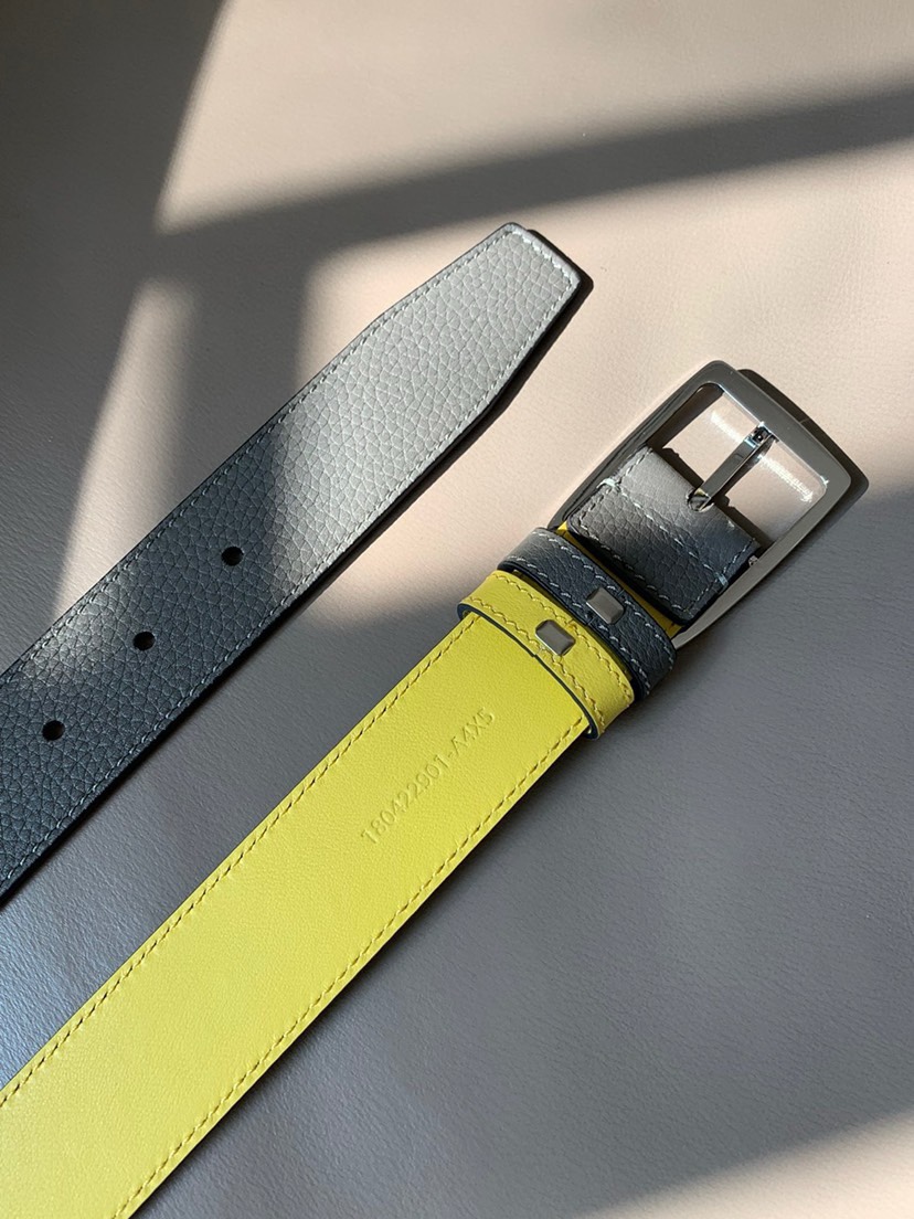 [TOP] FENDI Men's Belt - Grey - 3.5CM