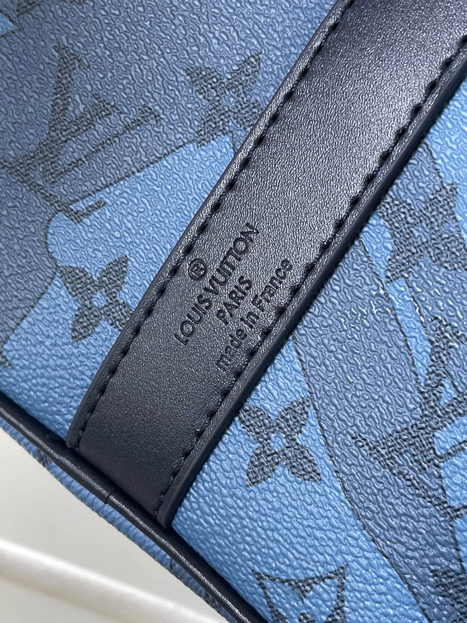 [TOP] Louis Vuitton LV  Keepall Bandoulière 35 Monogram Aquagarden Canvas Handbag 34x21x16cm-Blue