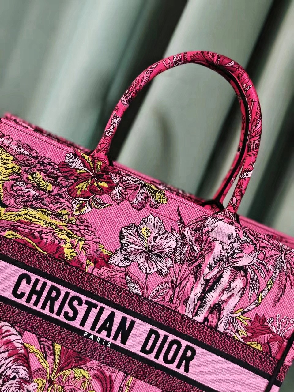 [TOP] Christian Dior Pink Indian Style Large Book Tote Handbag 42X35X18.5 cm