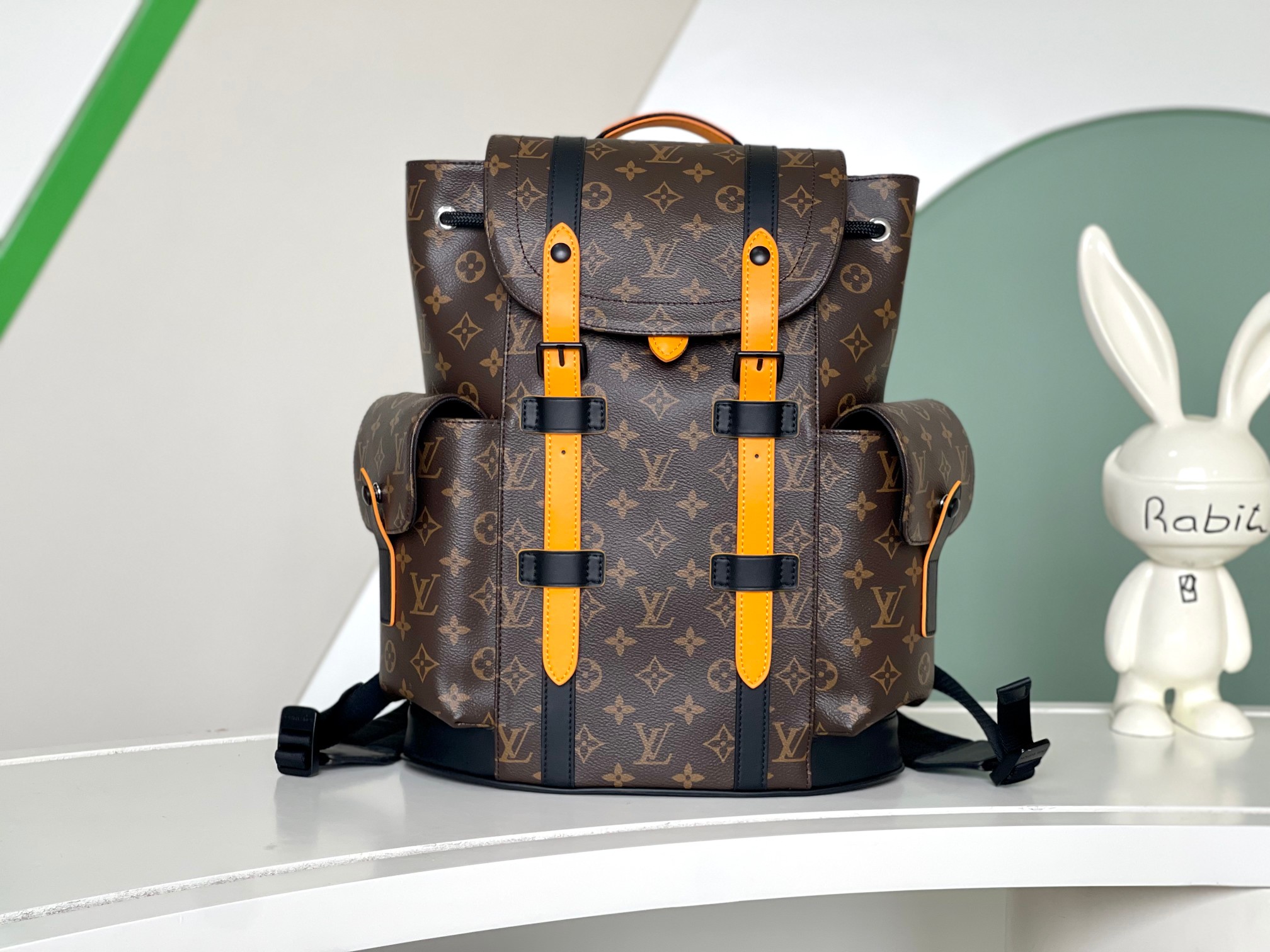 [TOP] Louis Vuitton LV Monogram Macassar Canvas Christopher Small Backpack 32.0 x 39.0 x 12.0 cm-Black