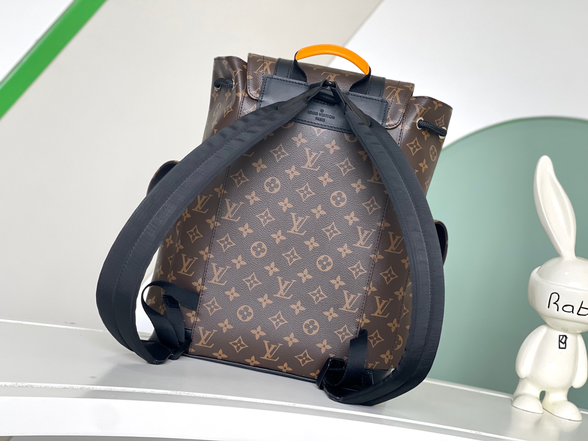 [TOP] Louis Vuitton LV Monogram Macassar Canvas Christopher Small Backpack 32.0 x 39.0 x 12.0 cm-Black