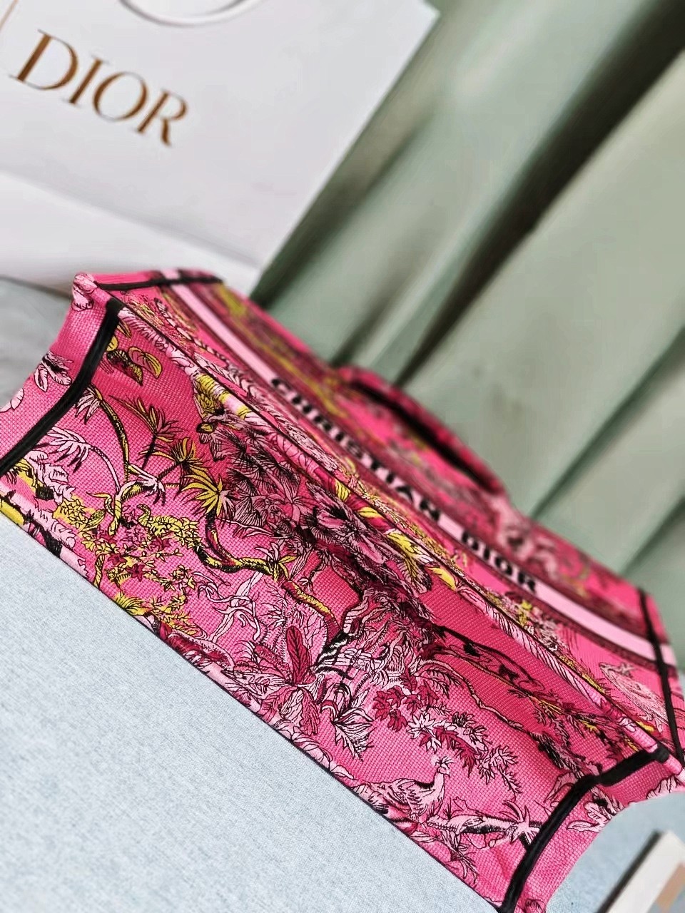 [TOP] Christian Dior Pink Indian Style Large Book Tote Handbag 42X35X18.5 cm