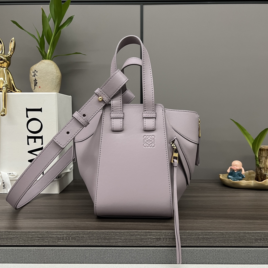 [TOP] LOEWE Classic Cow Leather Hammock Bags 19.5*14.5*20.8- Purple
