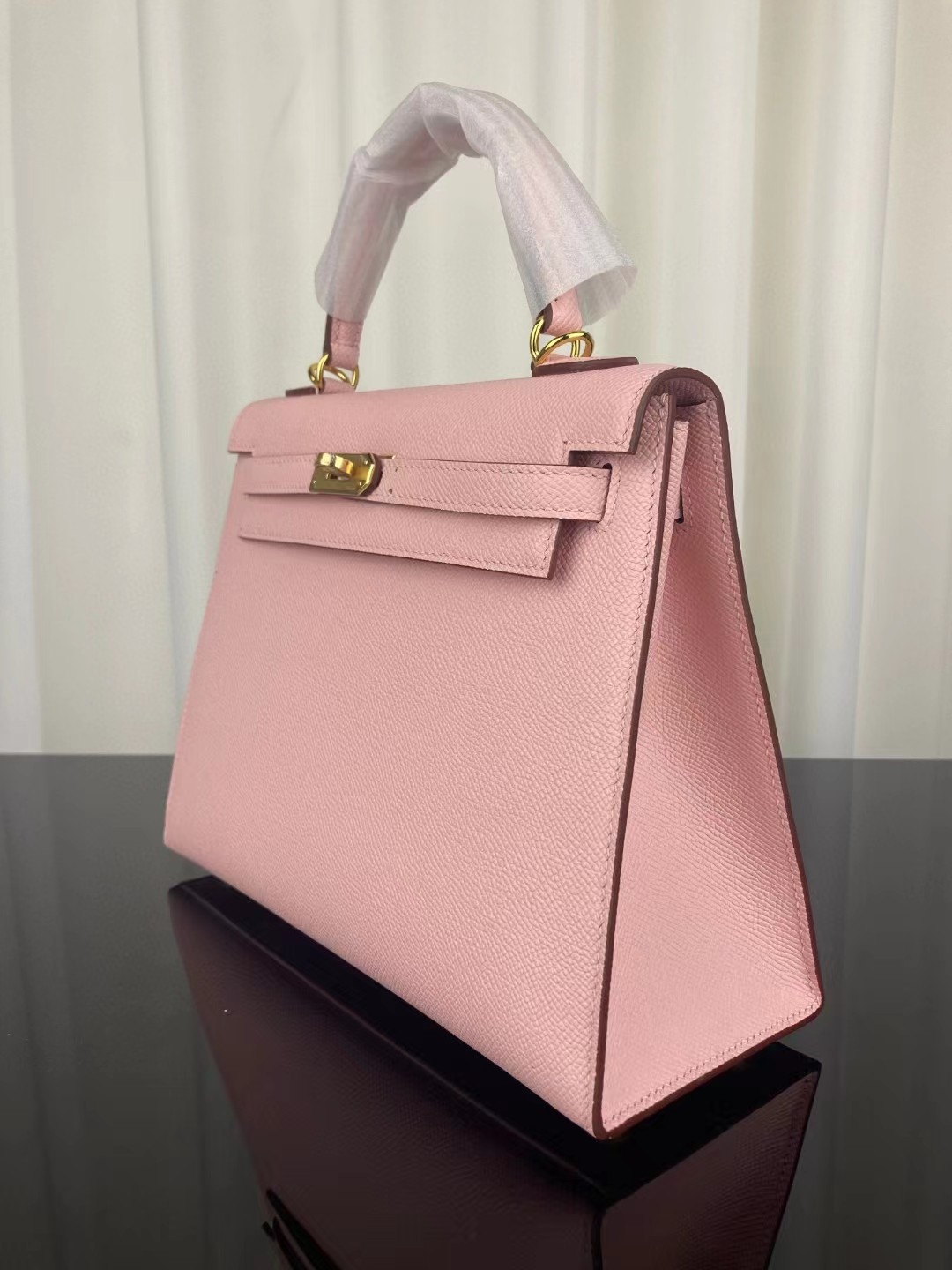 [TOP] HERMES Kelly Epsom Leather 25cm - Light Pink & GHW