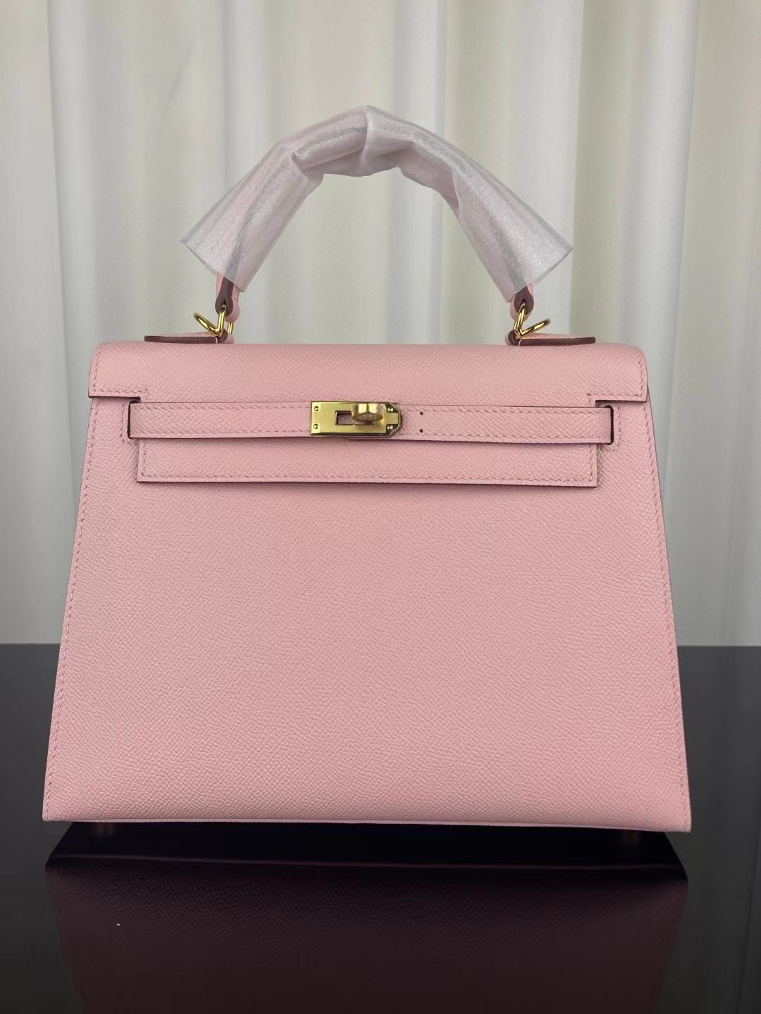 [TOP] HERMES Kelly Epsom Leather 25cm - Light Pink & GHW