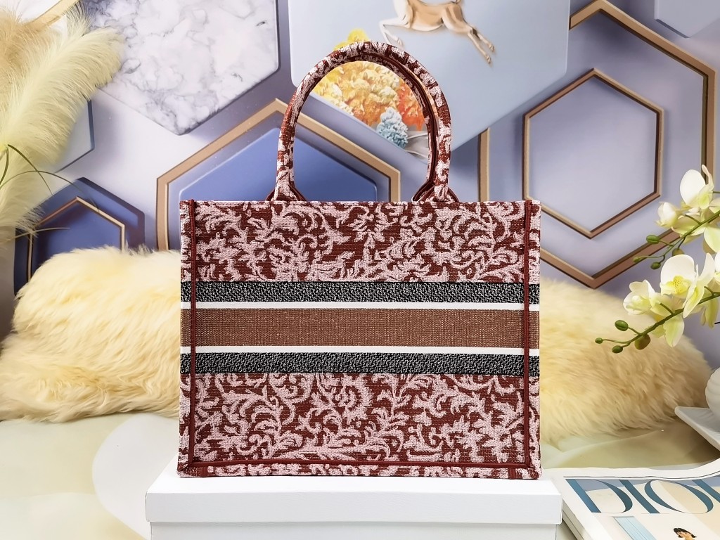 [TOP] Christian Dior Brocart Totem Window Grilles Book Tote Handbag 36.5cm/41.5cm