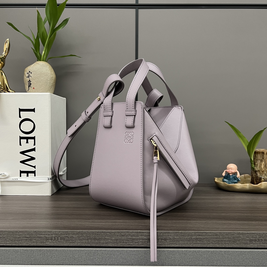 [TOP] LOEWE Classic Cow Leather Hammock Bags 19.5*14.5*20.8- Purple