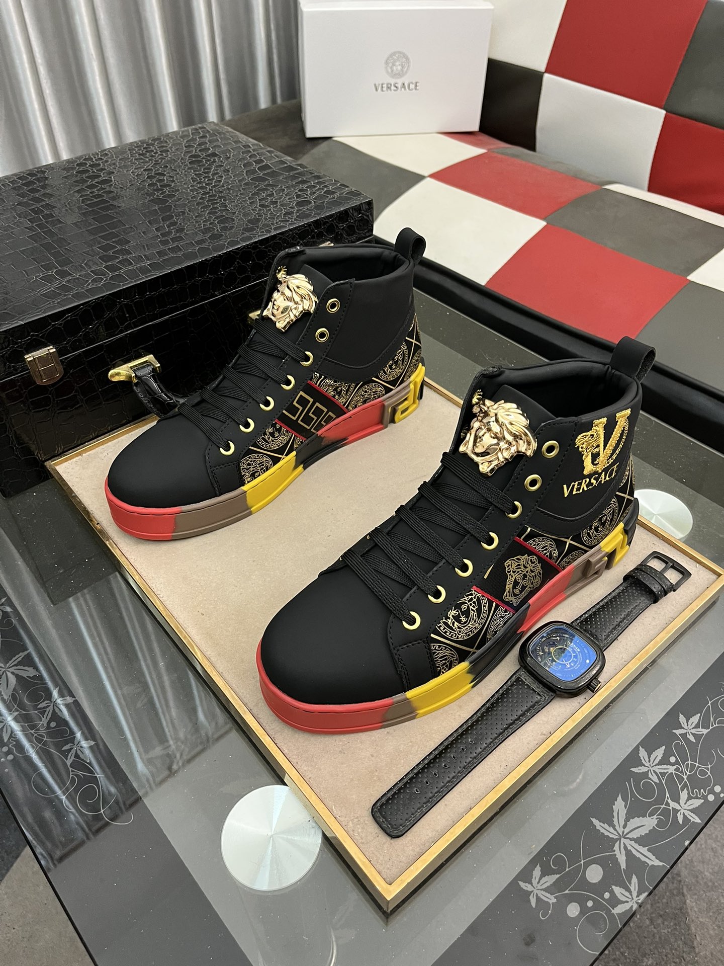 [TOP] VERSACE New Gaobang Trendy Men's Shoes - 4 Colors