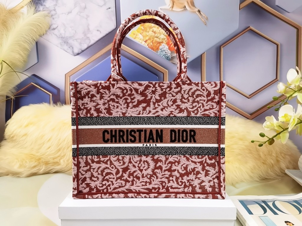 [TOP] Christian Dior Brocart Totem Window Grilles Book Tote Handbag 36.5cm/41.5cm