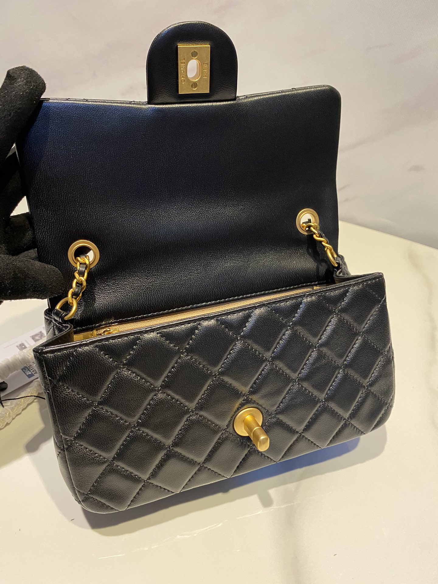 [TOP] CHANEL CF Classic Flap Bag With Golden Ball 17cm/20cm - GHW - Black