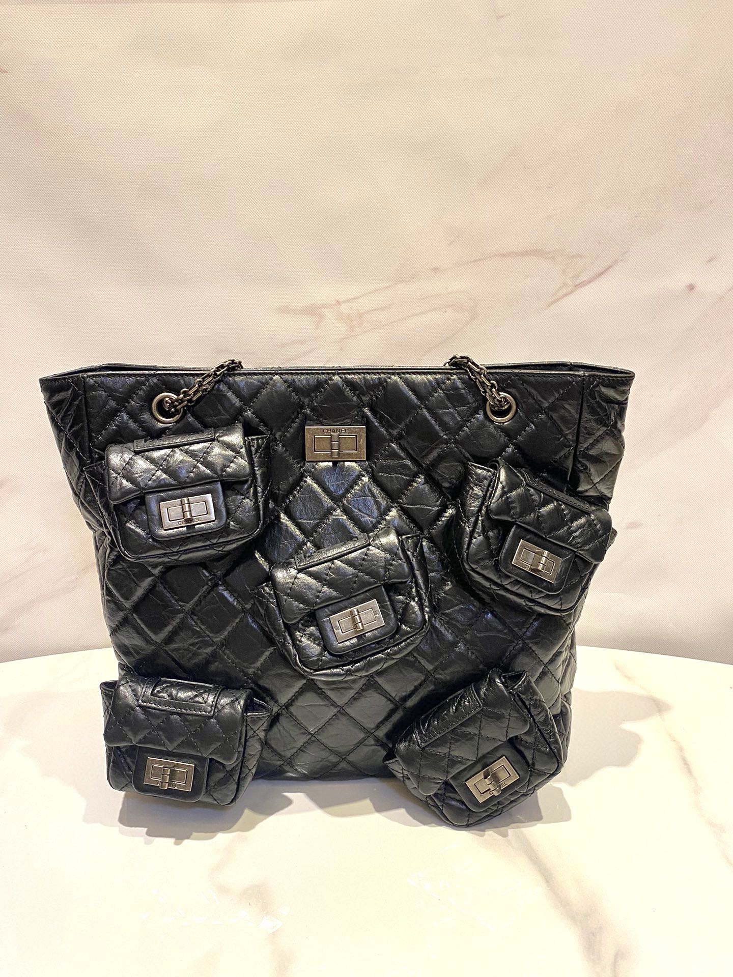 [TOP] CHANEL Vintage Fetal Cowhide Shopping Bag 33*9*30 cm - GHW