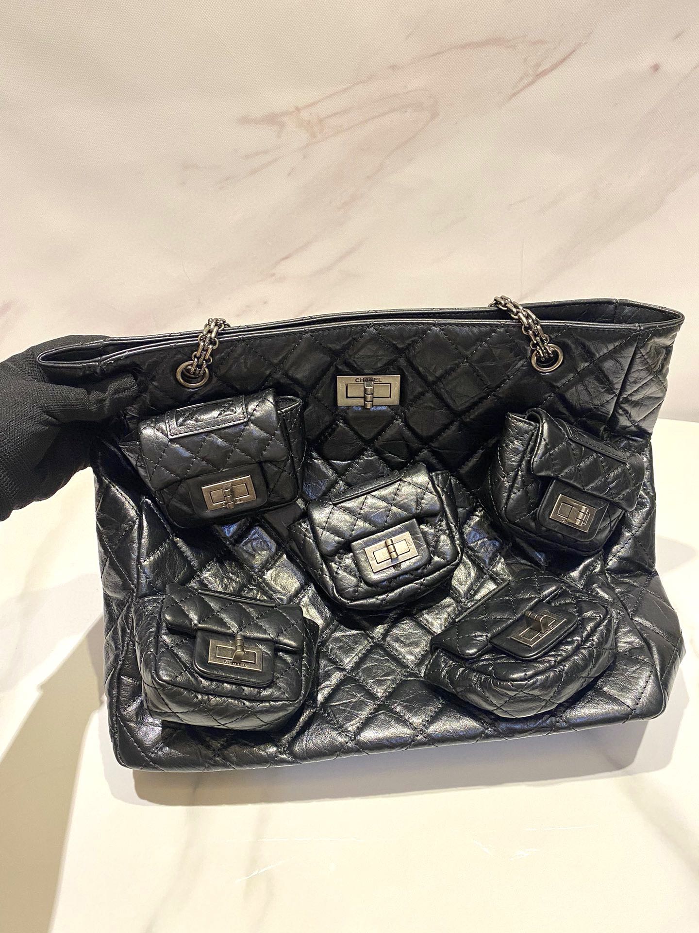 [TOP] CHANEL Vintage Fetal Cowhide Shopping Bag 33*9*30 cm - GHW