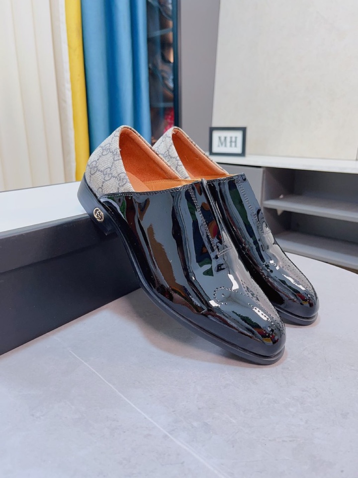 [TOP] GUCCI Men's Formal Leather Shoes - Black