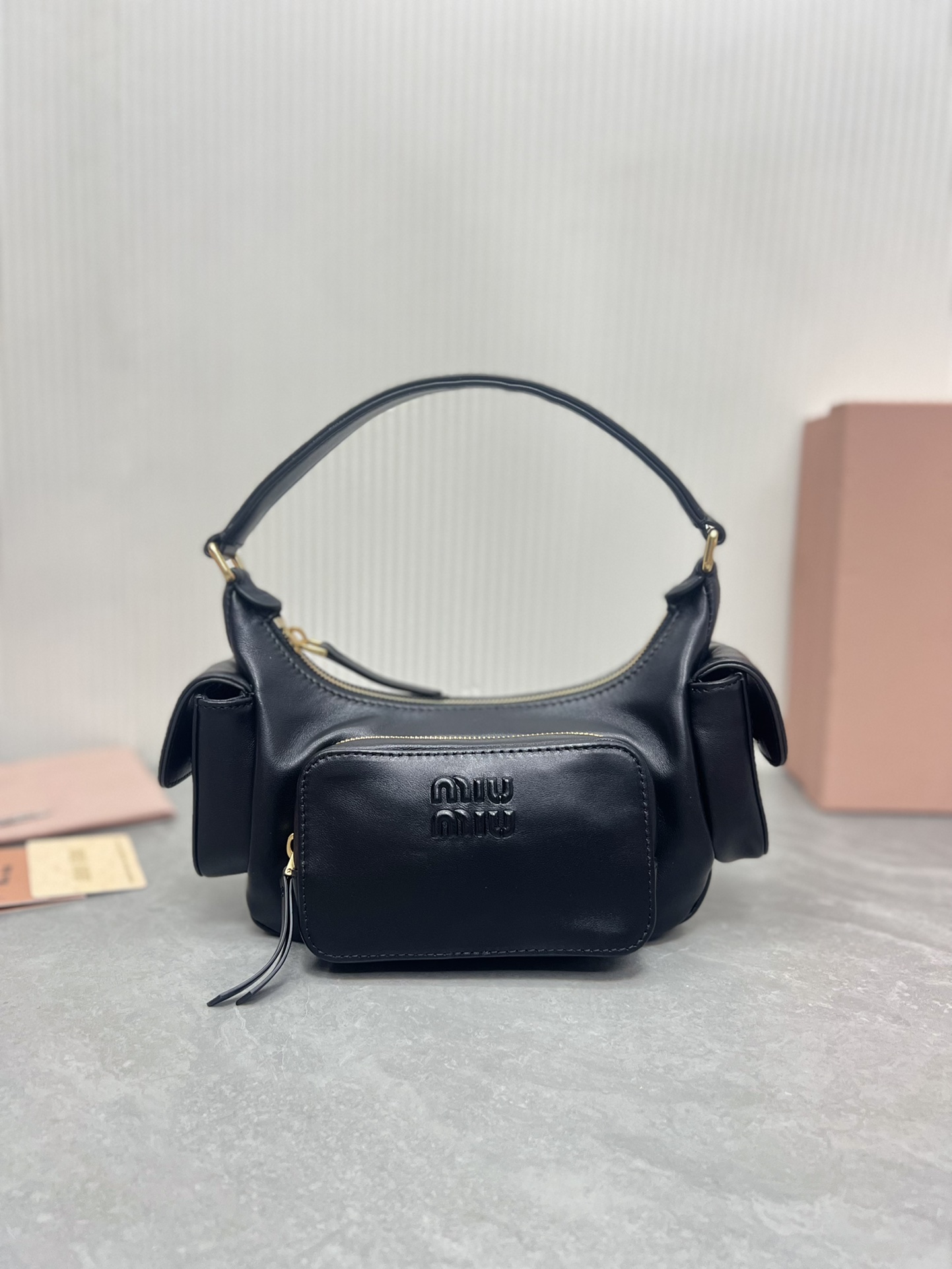 [TOP] Miu Miu Lambskin Biker Bag 21 x 12 x 6  cm - 3 Color