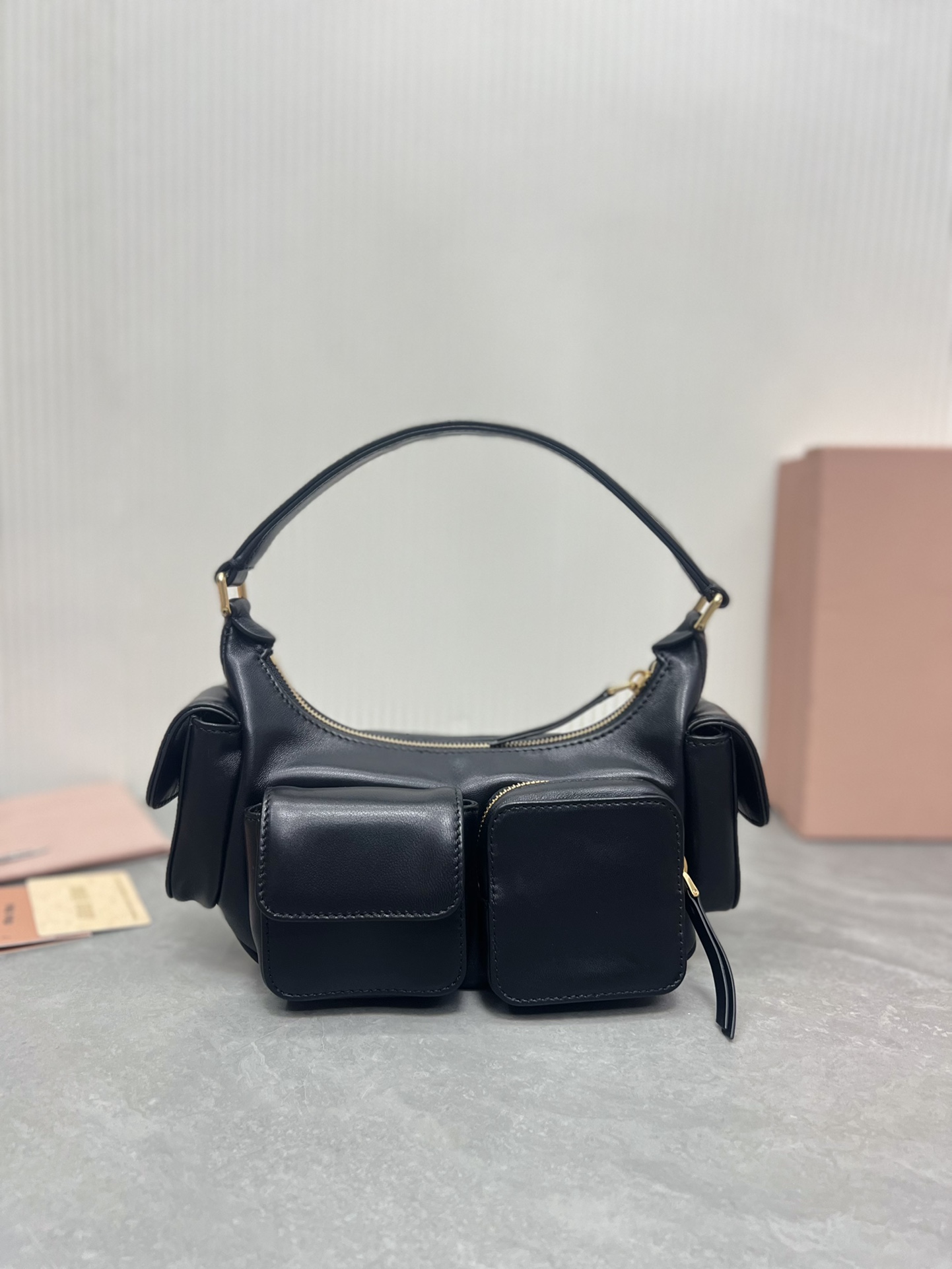 [TOP] Miu Miu Lambskin Biker Bag 21 x 12 x 6  cm - 3 Color