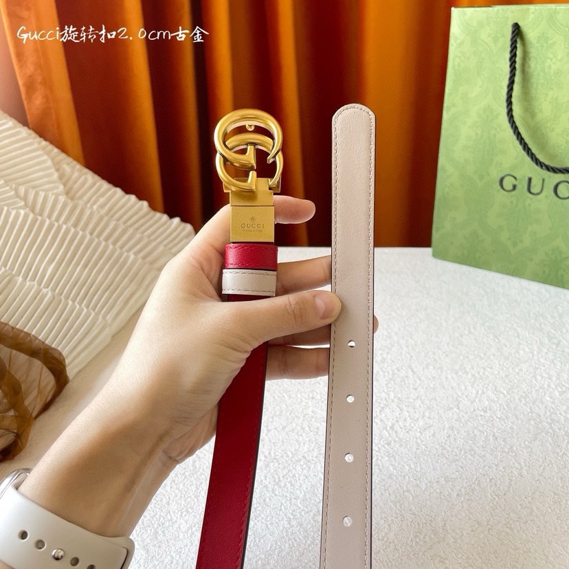 [TOP] GUCCI New Double - Sided Belt - 2CM