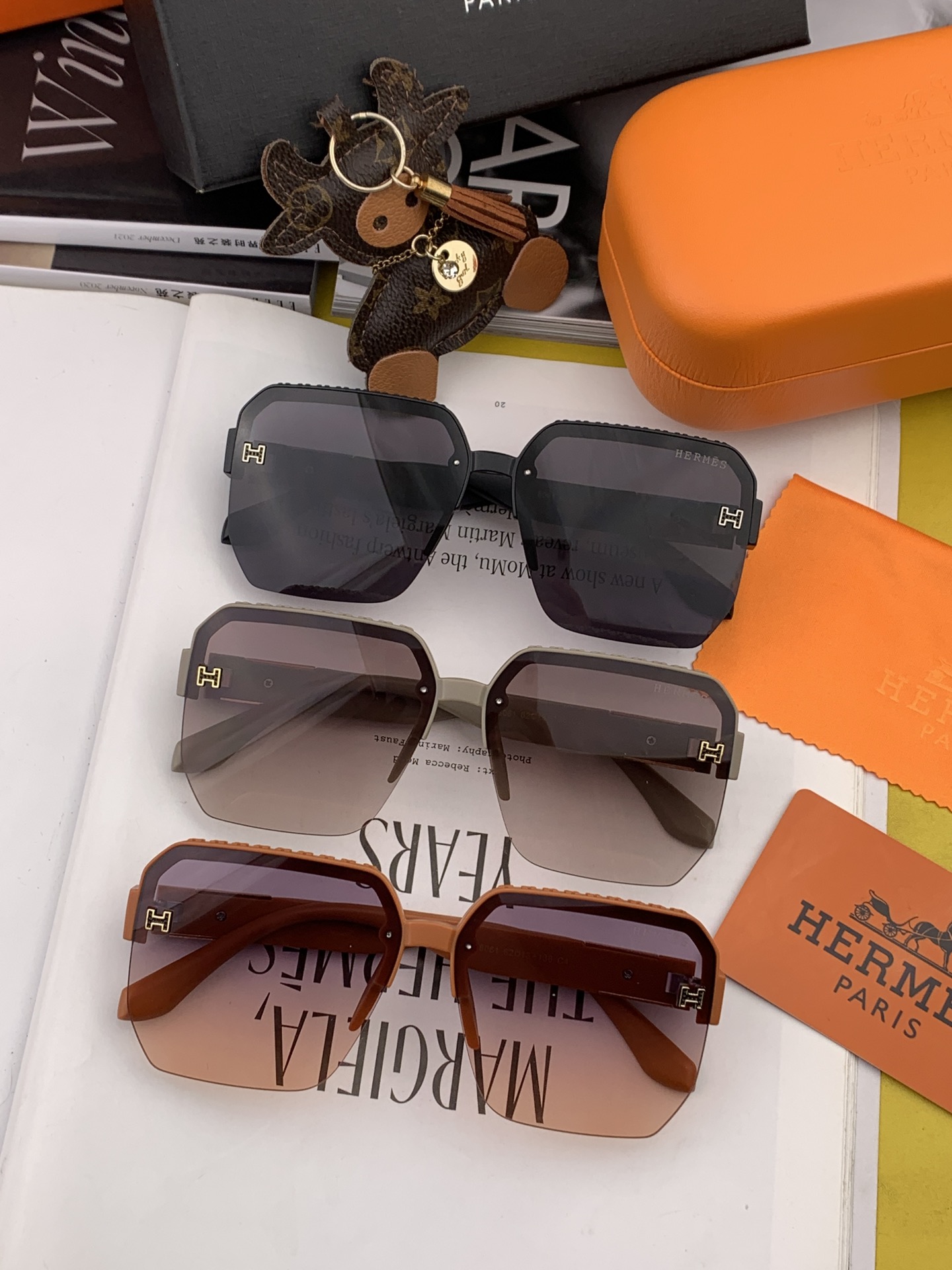 [TOP] HERMES Classic One-piece Large Frame Sunglasses