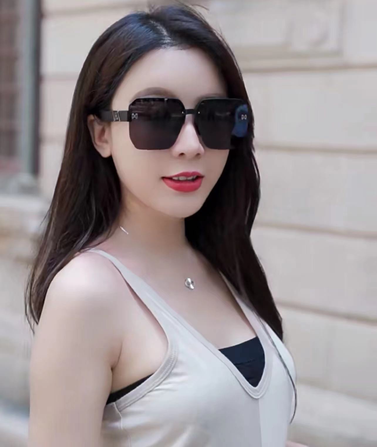 [TOP] HERMES Classic One-piece Large Frame Sunglasses