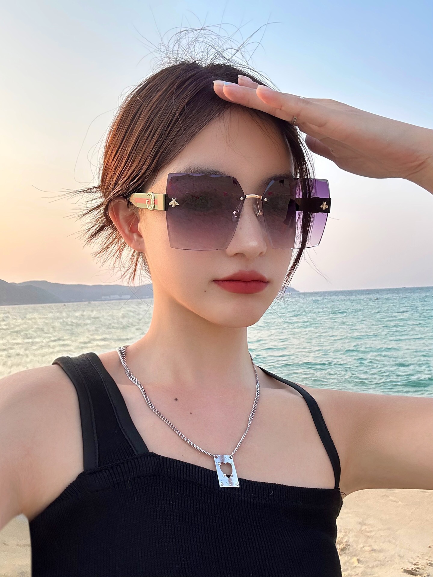 [TOP] GUCCI Classic Double Bee Sunglasses On Both Sides - 4 Color