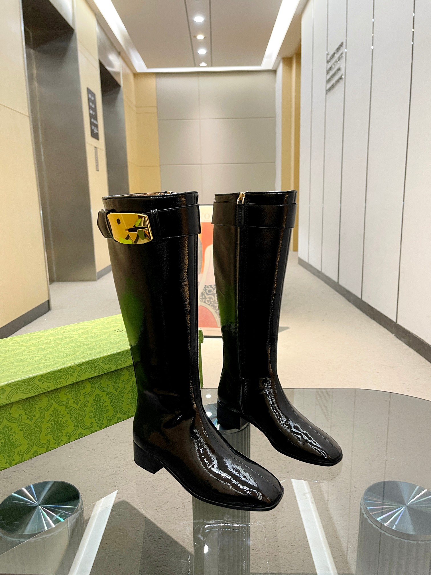 [TOP] GUCCI Cowhide Shoes - Black - 3.5CM