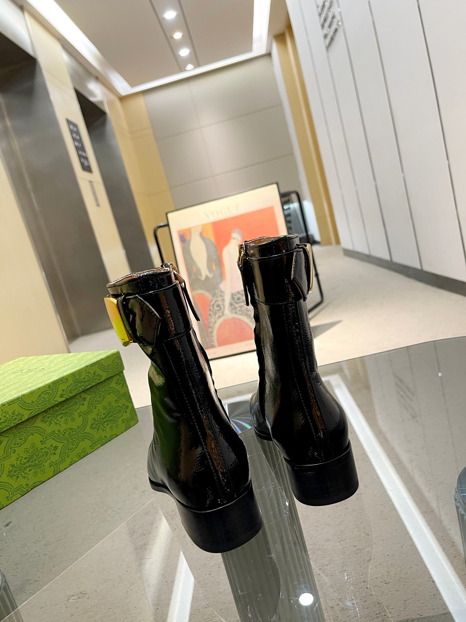 [TOP] GUCCI Cowhide Shoes Boots - Black - 3.5CM