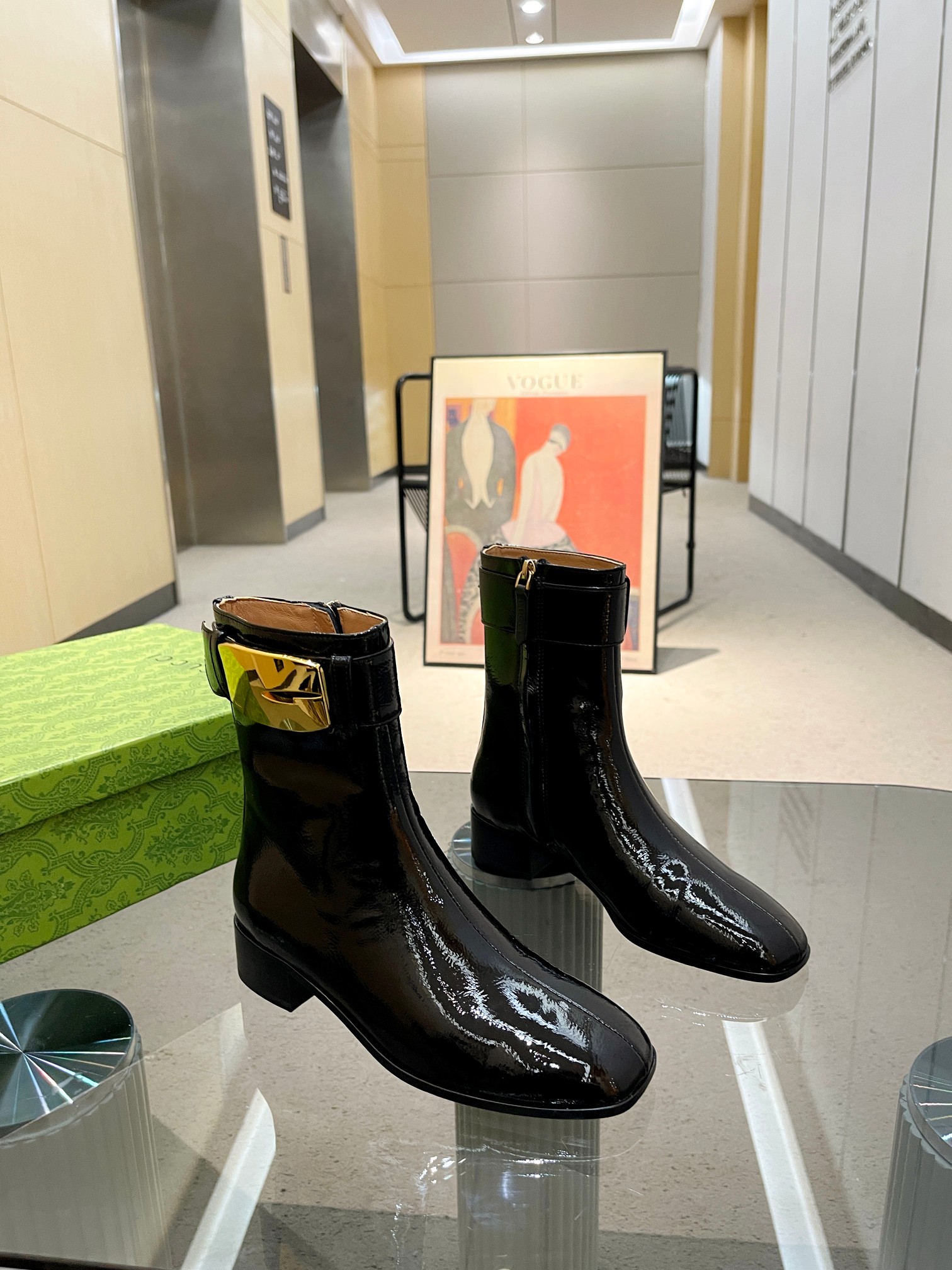 [TOP] GUCCI Cowhide Shoes Boots - Black - 3.5CM