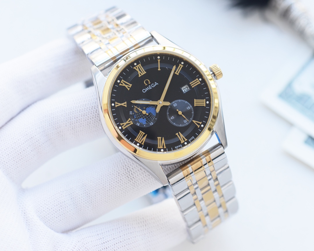 [TOP] OMEGA Men's Stainless Steel  Strap 42mm Watch- 4 Colors