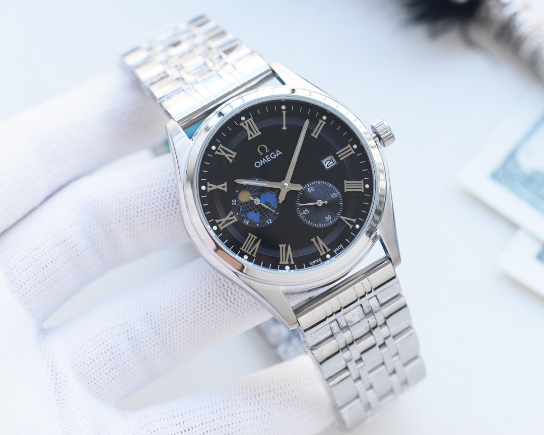 [TOP] OMEGA Men's Stainless Steel  Strap 42mm Watch- 4 Colors