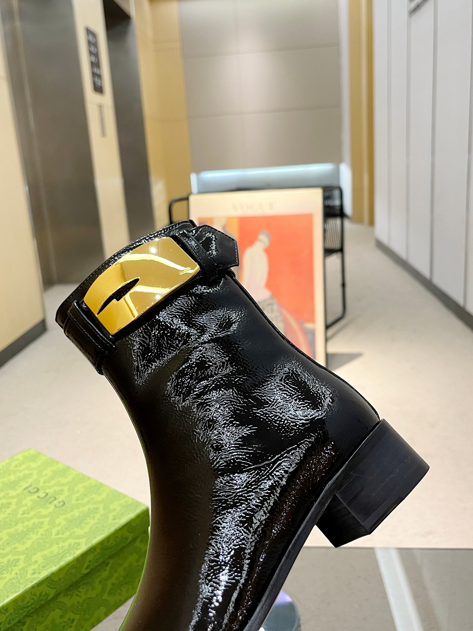 [TOP] GUCCI Cowhide Shoes Boots - Black - 3.5CM